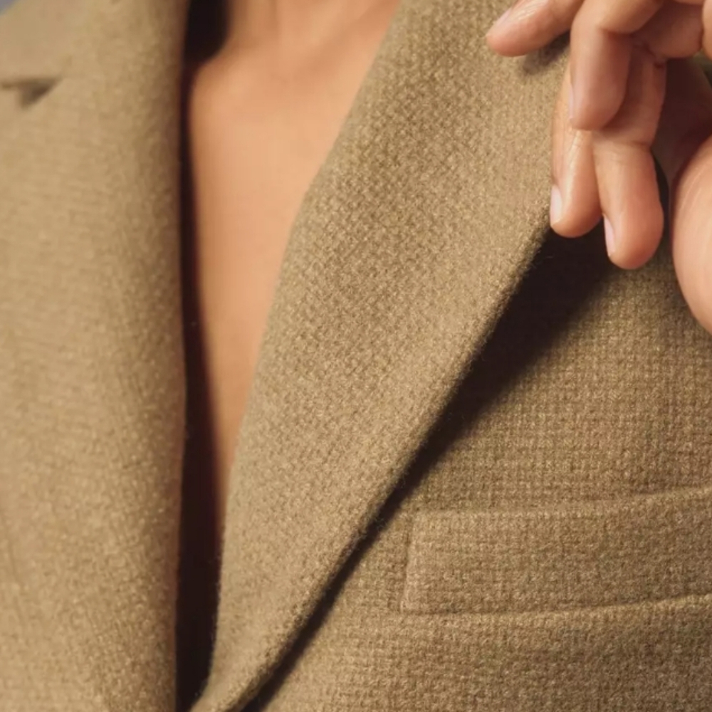 Anthropologie Jacket, Size 10, Tan, Soft Tweedy Knit Blazer, Lined, Like NEW! - Picture 15 of 16